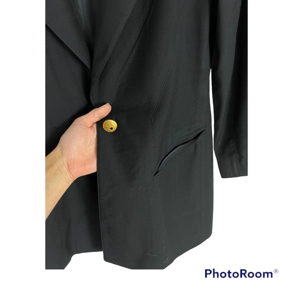 Escada Margaretha Lay Black Vintage 100% Virgin Wool Blazer Jacket Size EU 40 - Picture 4 of 8